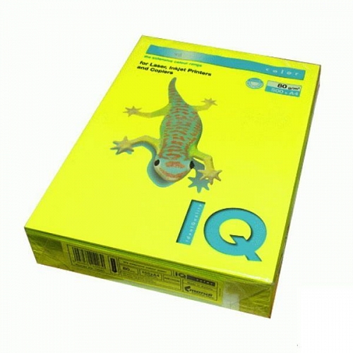Бумага  IQ Color А4 80 г/м2, 500 л. желтый неон - канцтовары в Минске